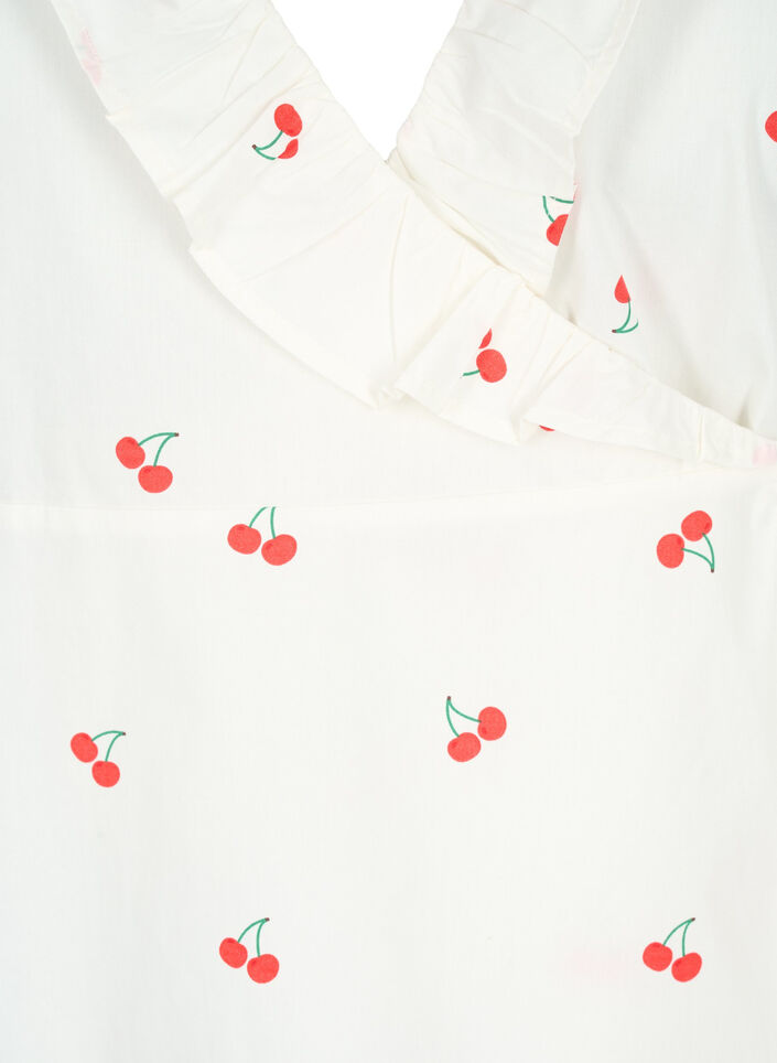 Chemisier enveloppant en coton imprimé cerise, B. White/Cherry, Packshot image number 2