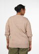 Cardigan avec col rond et boutons recouverts de tissu, Beige, Model image number 2