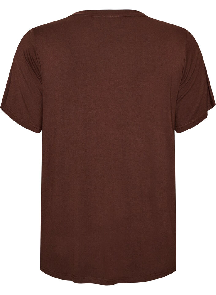 T-shirt en viscose avec strass, Marron, Packshot image number 1