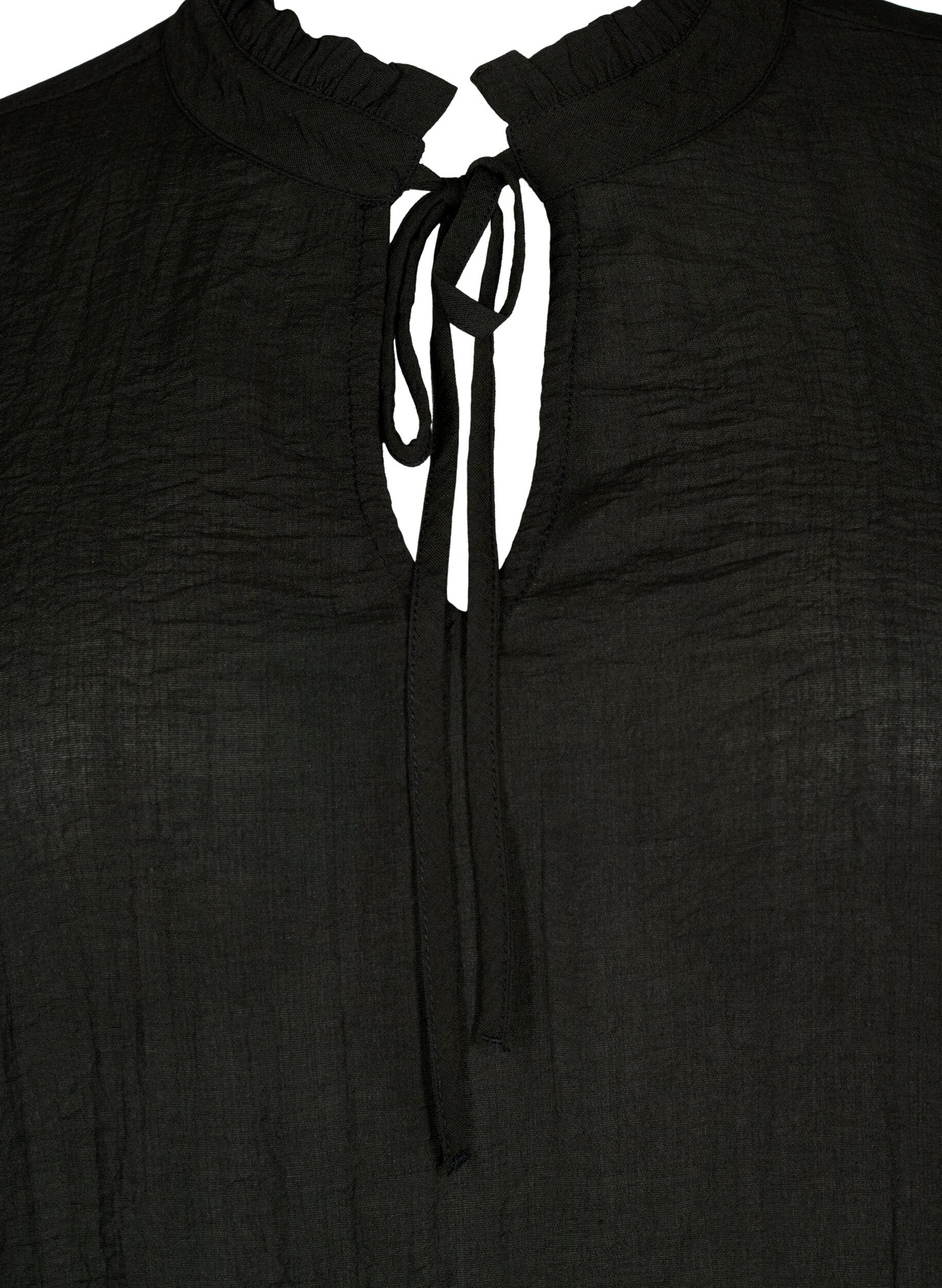 Zizzi Chemisier en viscose avec p&eacute;plum, Noir, Packshot image number 2