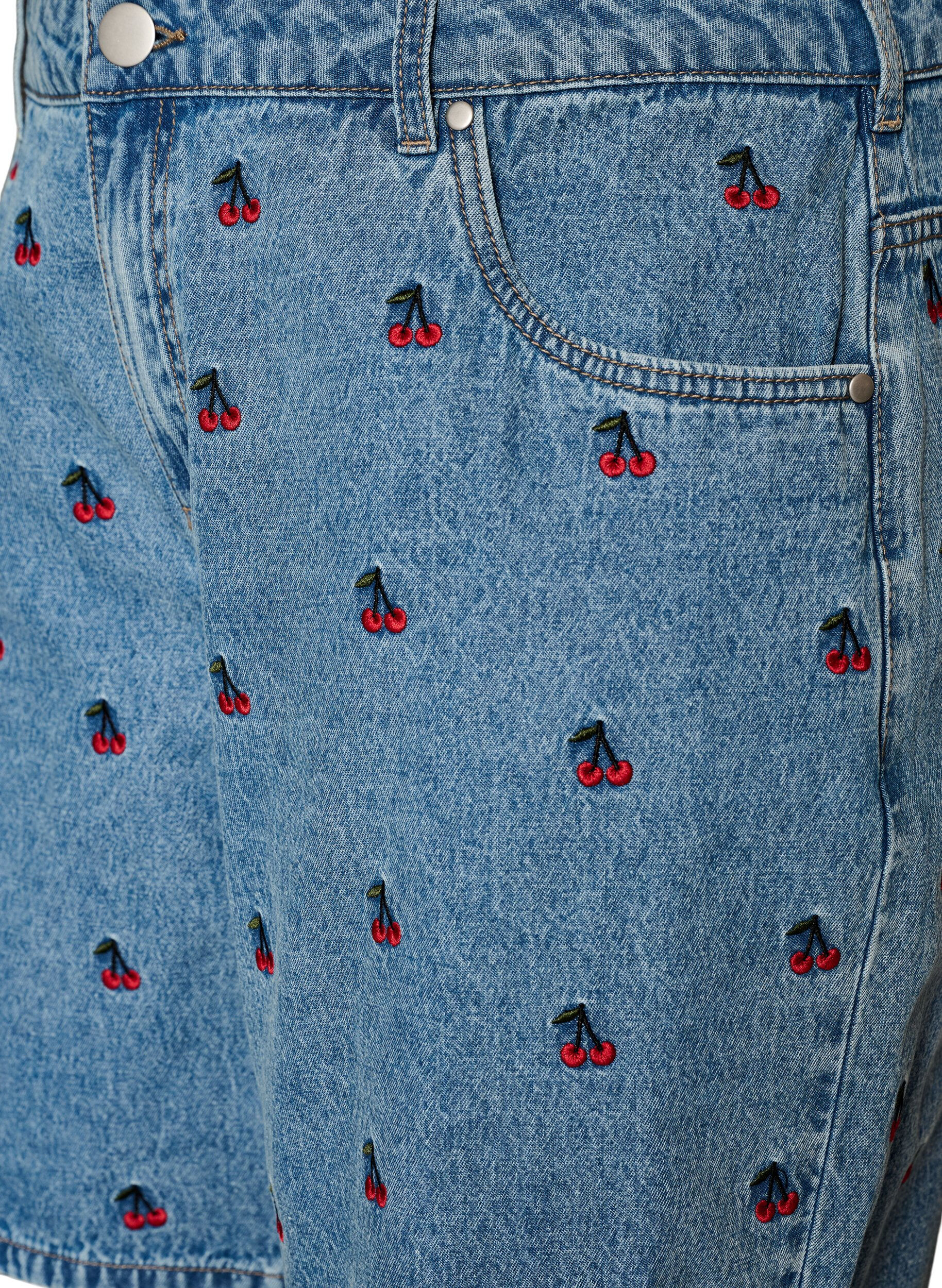 Zizzi Short en jean brod&eacute;, Bleu Clair, Packshot image number 2