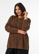 Blouse en maille c&ocirc;tel&eacute;e avec d&eacute;tails de boutons, Marron, Model image number 0