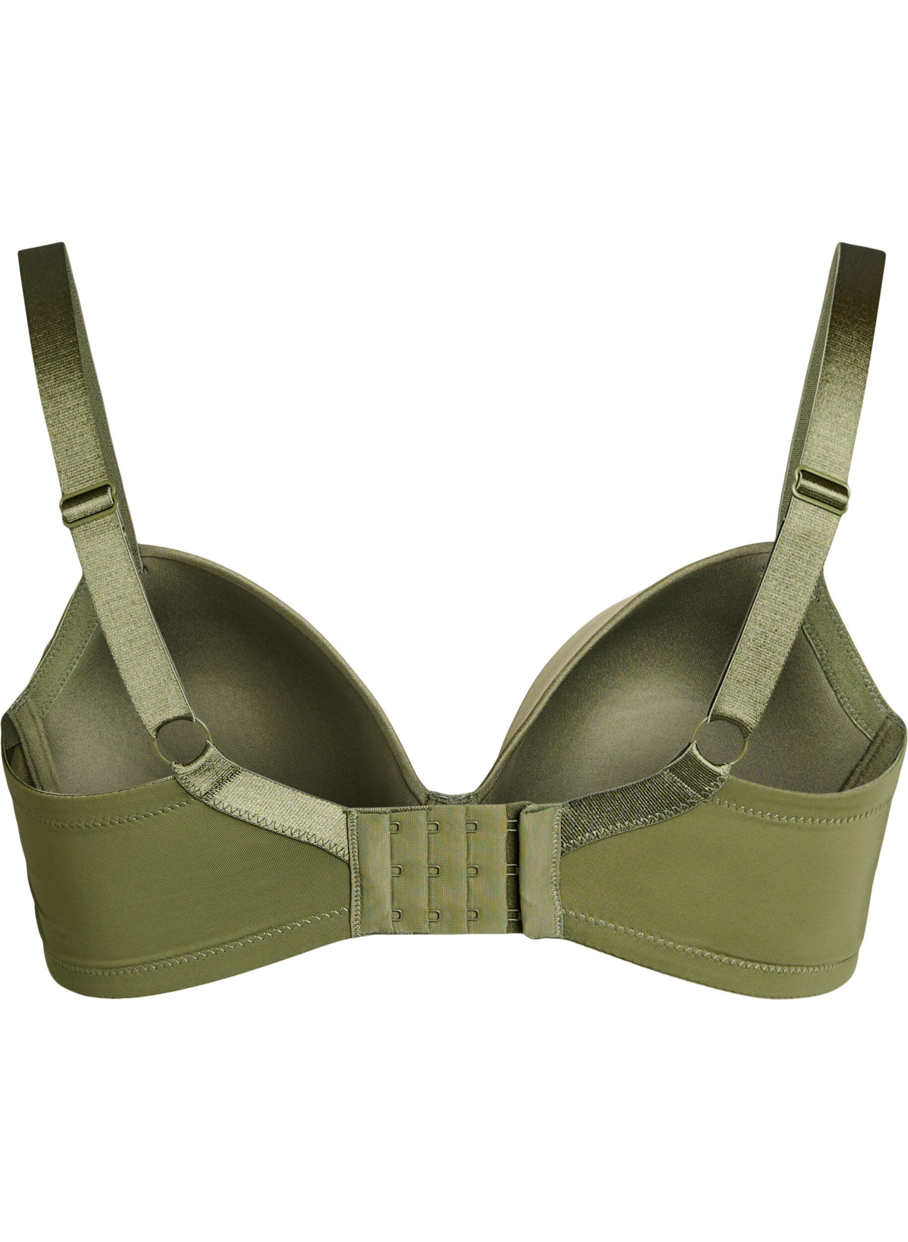Zizzi Soutien-gorge moul&eacute; en microfibre avec des d&eacute;tails en satin, Vert, Packshot image number 1