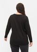 Blouse avec similis et manches longues, Black, Model image number 1