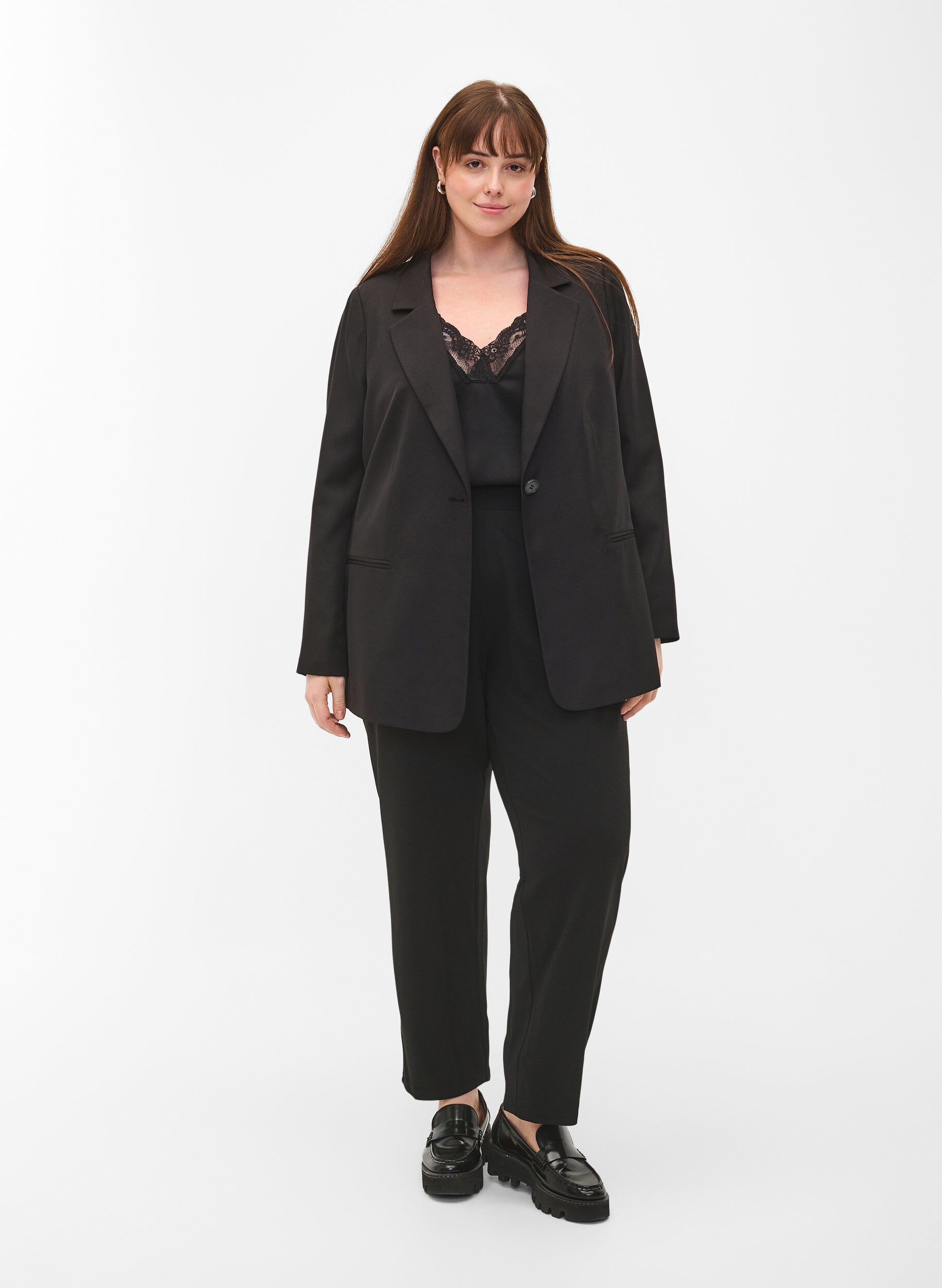Zizzi FLASH - Blazer simple avec bouton, Noir, Model image number 1