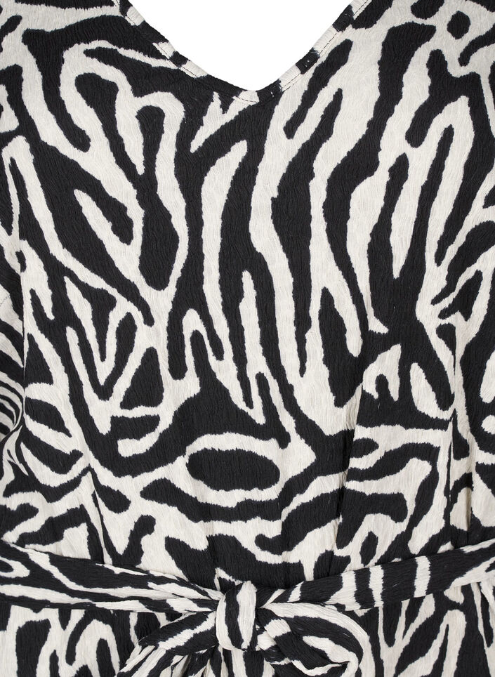 Robe courte &agrave; manches 3/4 et imprim&eacute; z&egrave;bre, Noir, Packshot image number 2