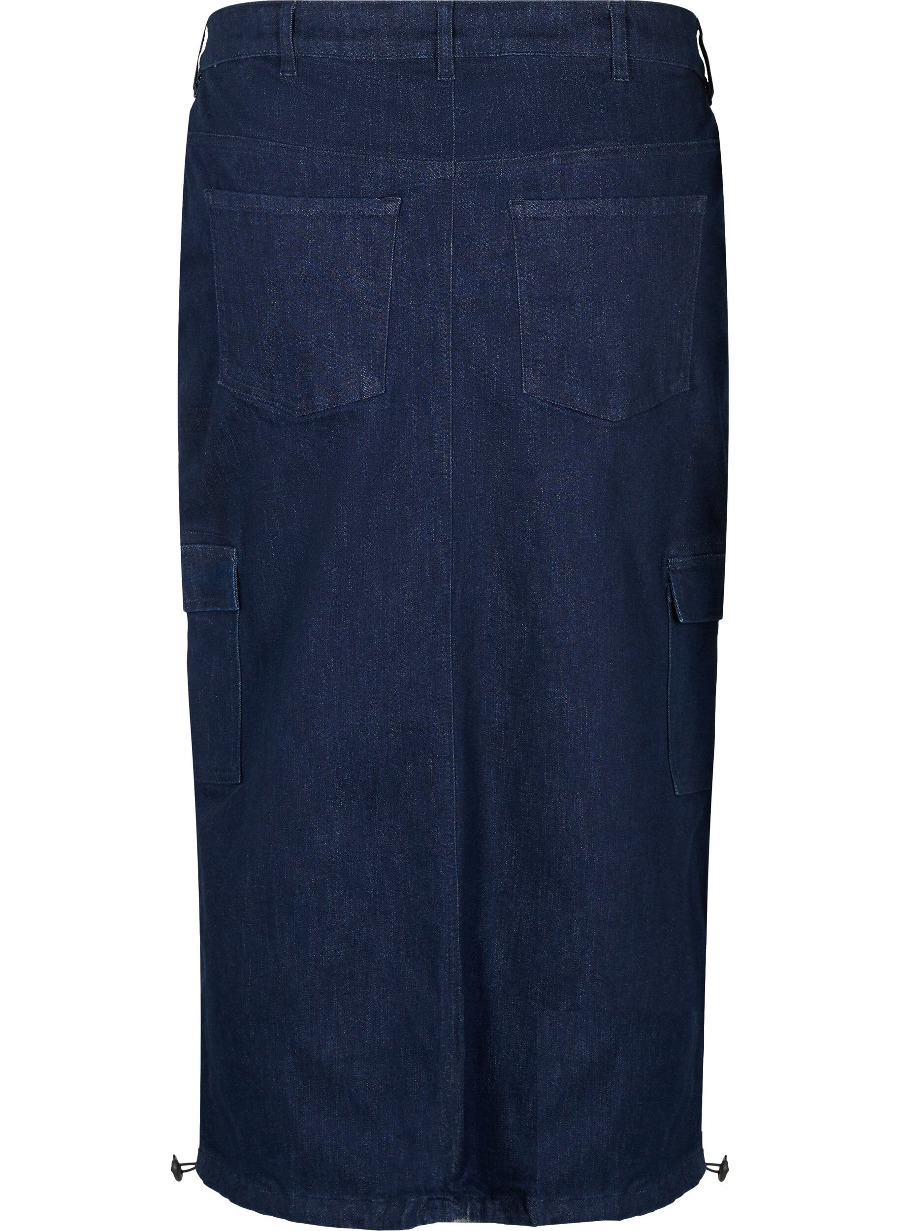 Zizzi Jupe maxi en denim, Dark Blue Denim, Packshot image number 1