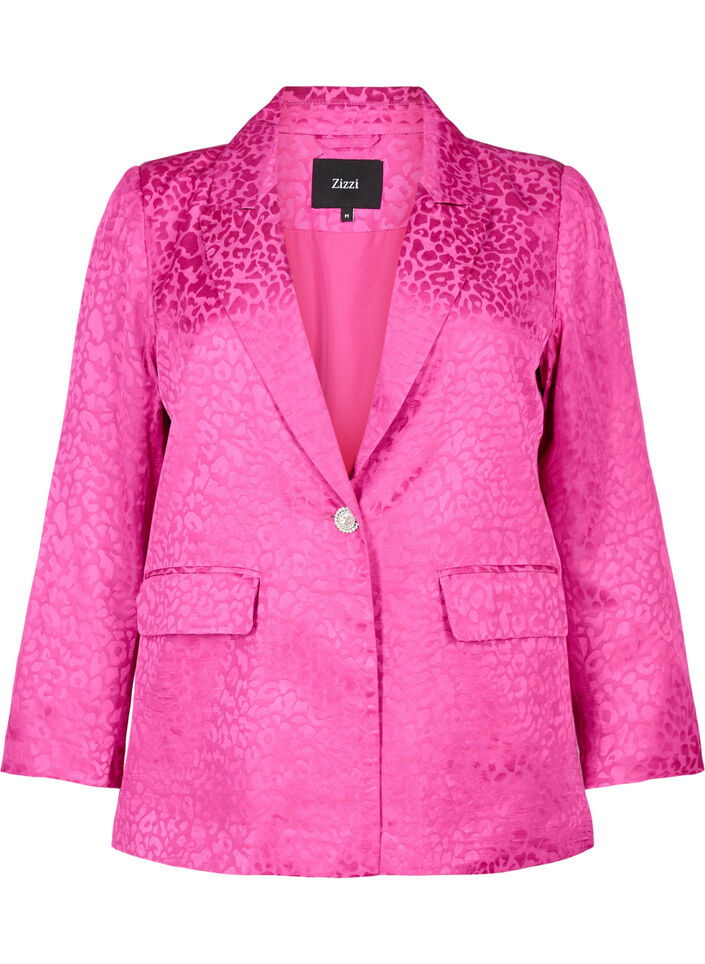 Blazer jacquard ton sur ton en viscose, Rose Violet, Packshot image number 0