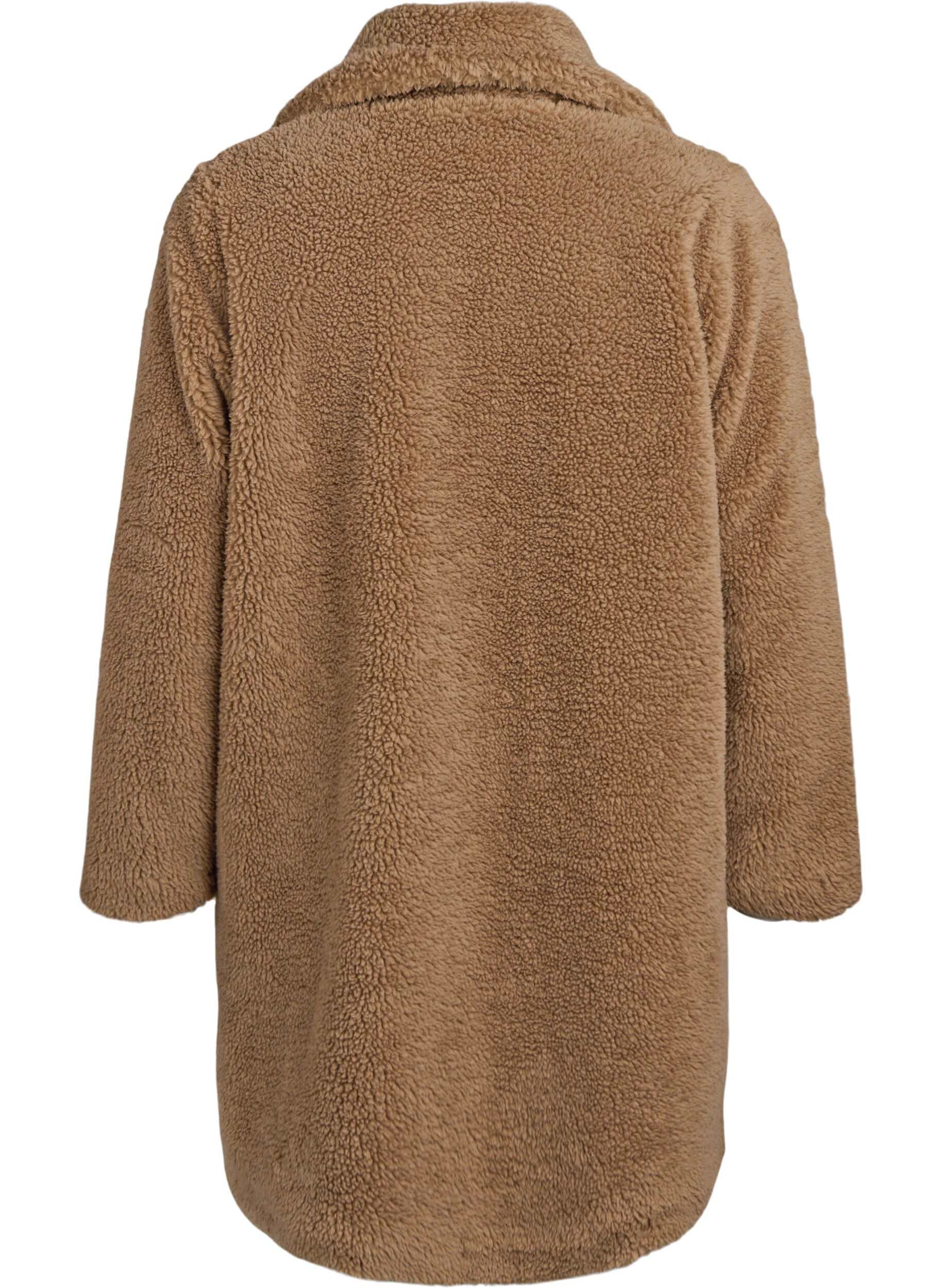 Zizzi Veste en teddy doux avec boutons et col, Marron, Packshot image number 1