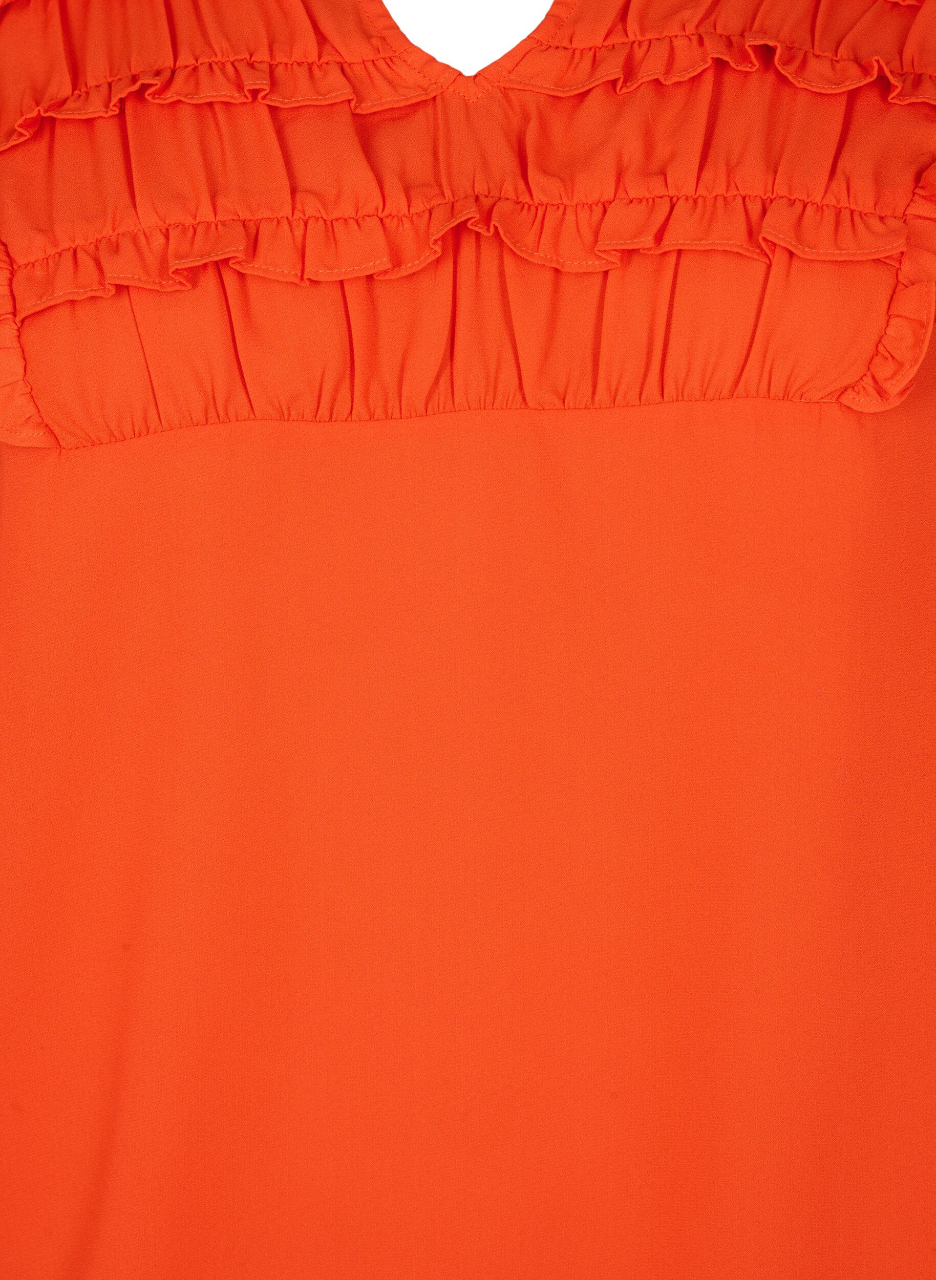 Zizzi Blouse &agrave; manches longues avec des d&eacute;tails fronc&eacute;s., Orange.com, Packshot image number 2