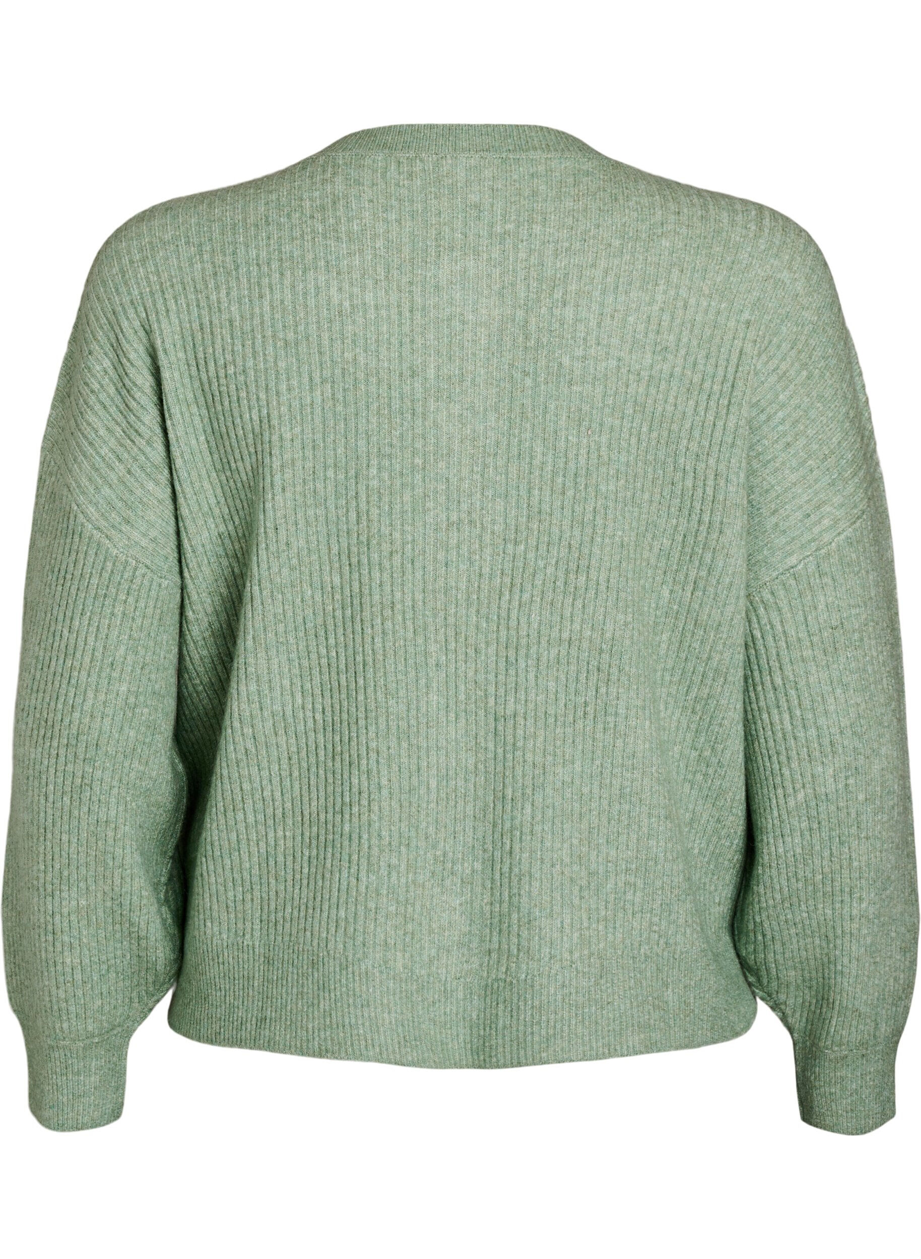 Zizzi Cardigan en tricot c&ocirc;tel&eacute; avec boutons, Vert clair, Packshot image number 1