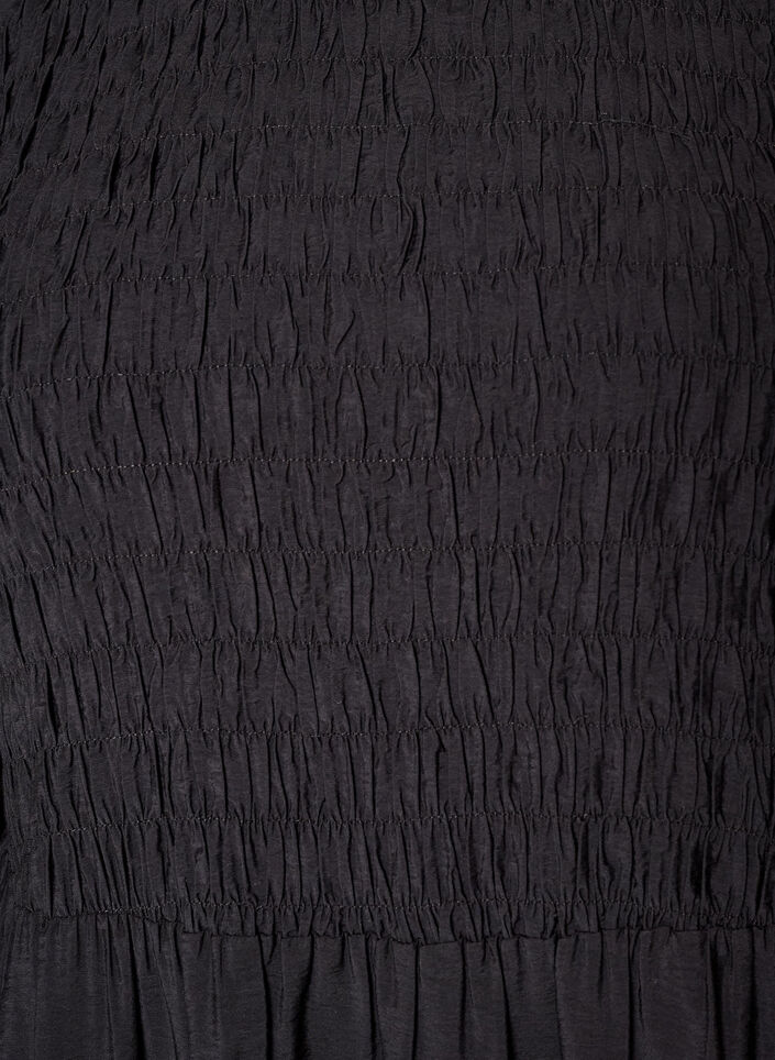 Robe midi en viscose avec smocks, Noir, Packshot image number 2