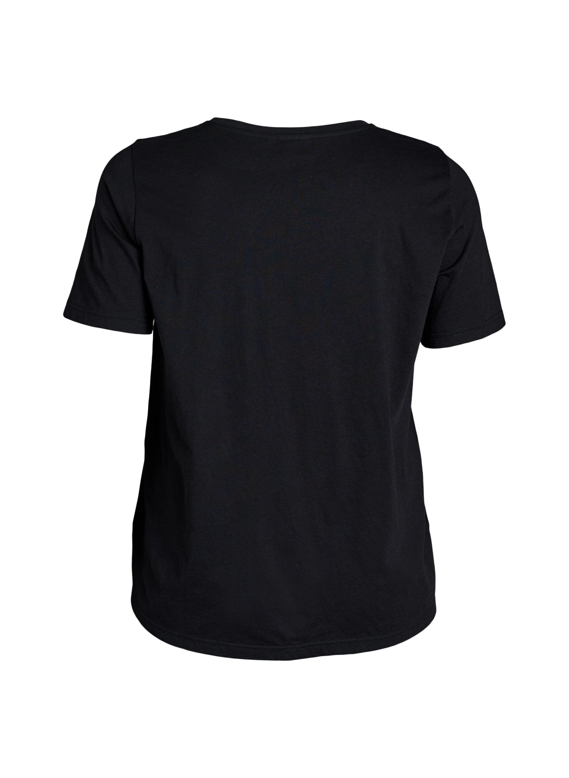 Zizzi T-shirt imprim&eacute;, Noir, Packshot image number 1