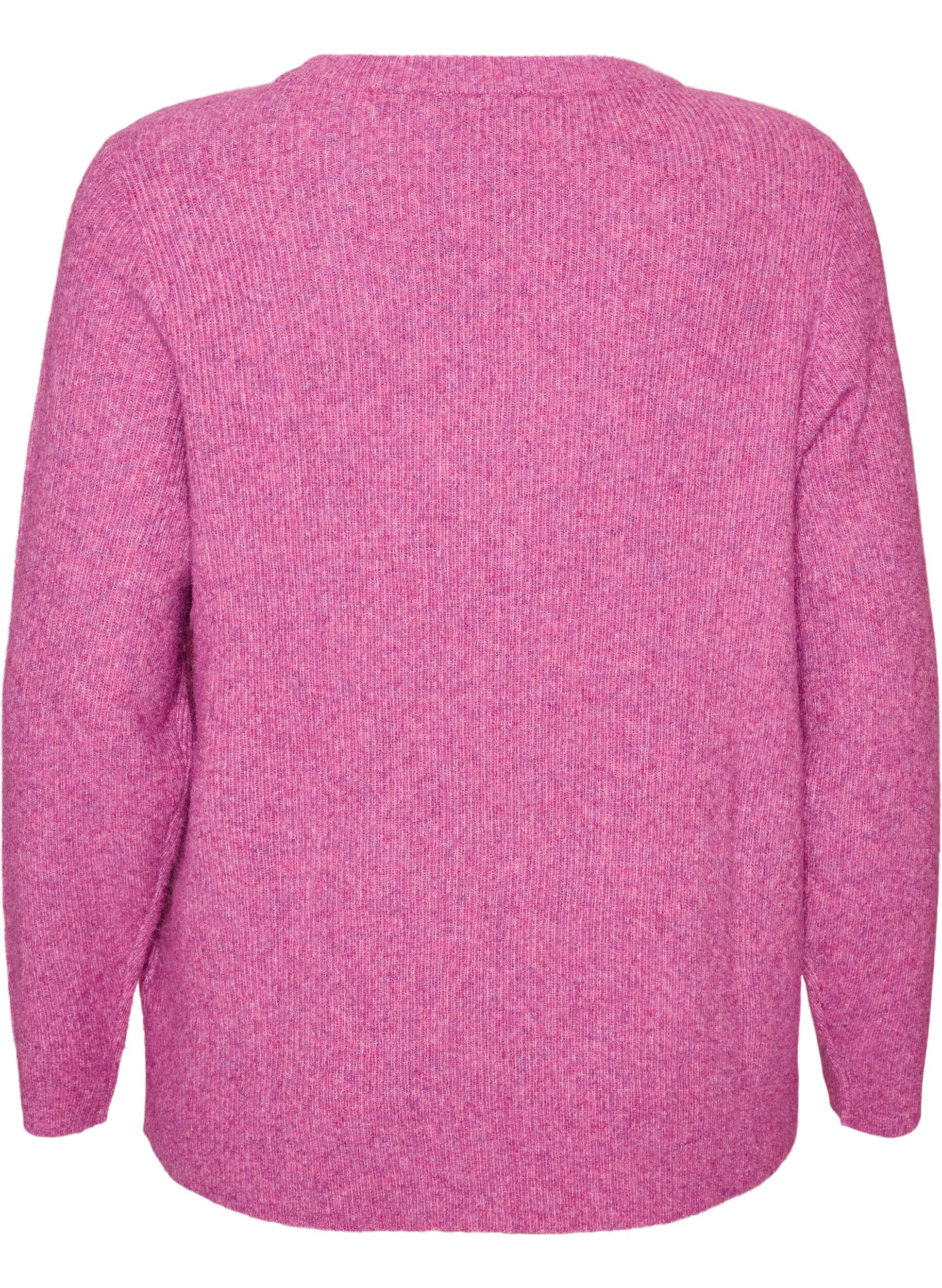 ZizziBlouse en maille chin&eacute;e avec col rond, Violet, Packshot image number 1