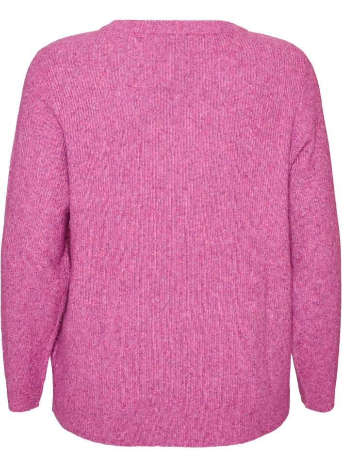 Blouse en maille chin&eacute;e avec col rond, Violet, Packshot image number 1