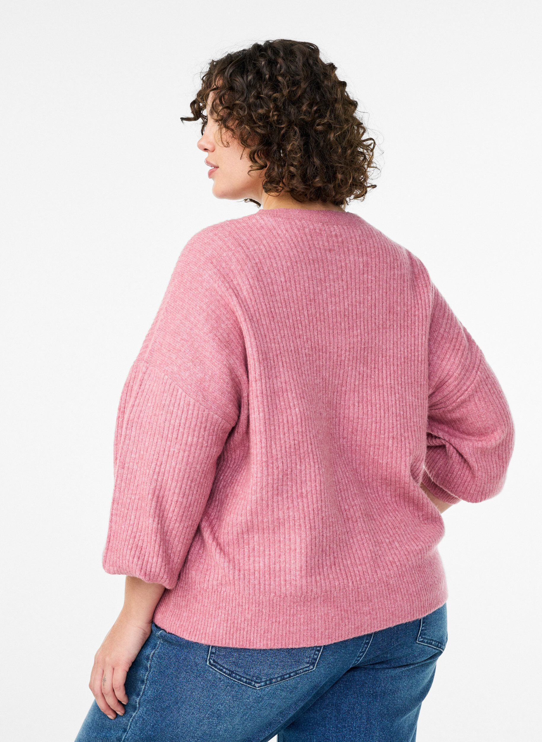 Zizzi Cardigan en tricot c&ocirc;tel&eacute; avec boutons, Rose, Model image number 2