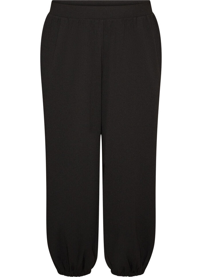 Pantalon ballon &agrave; taille haute en jersey, Noir, Packshot image number 0
