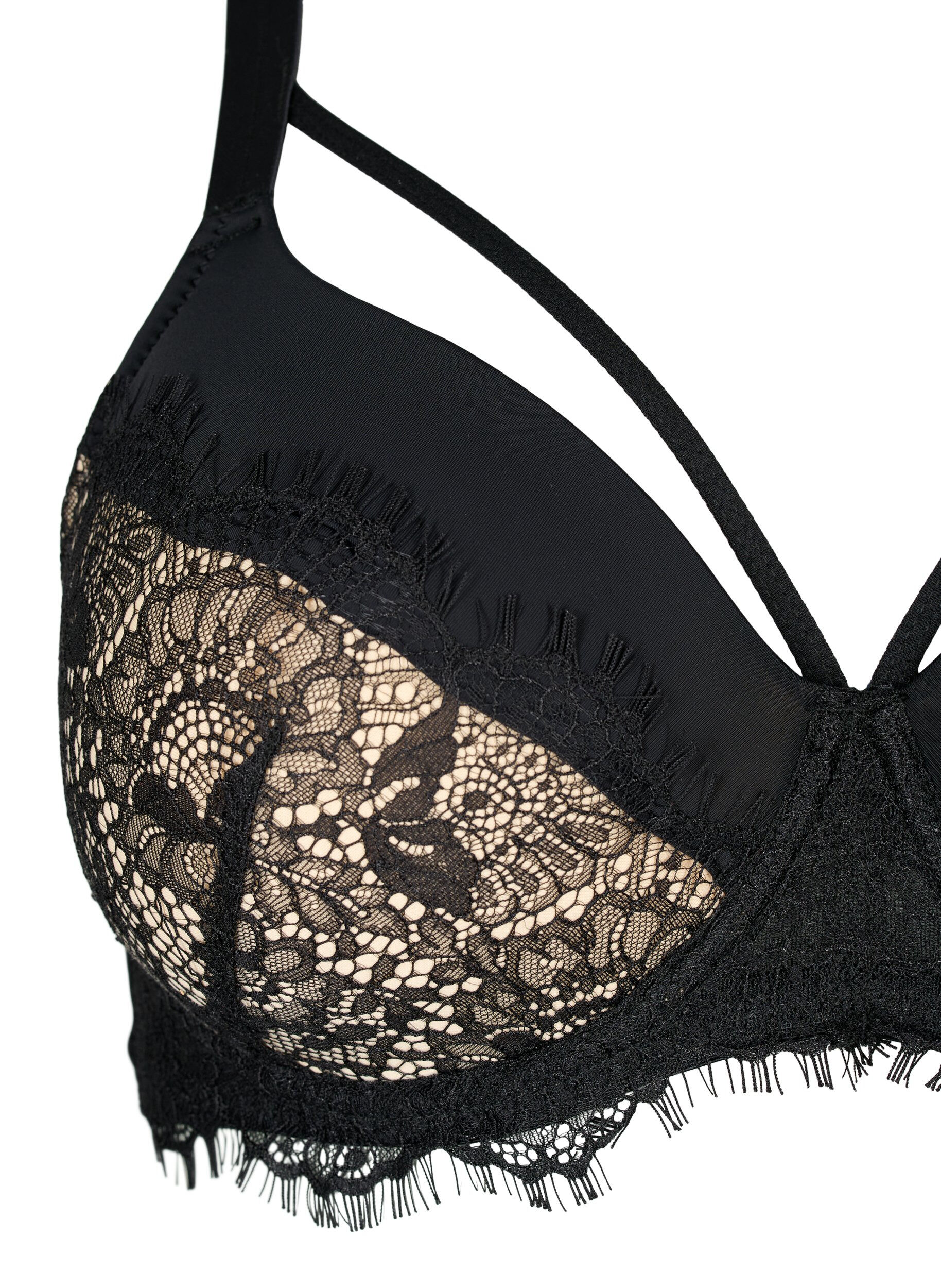 Zizzi Soutien-gorge rembourr&eacute; avec dentelle et lacet, Black, Packshot image number 2