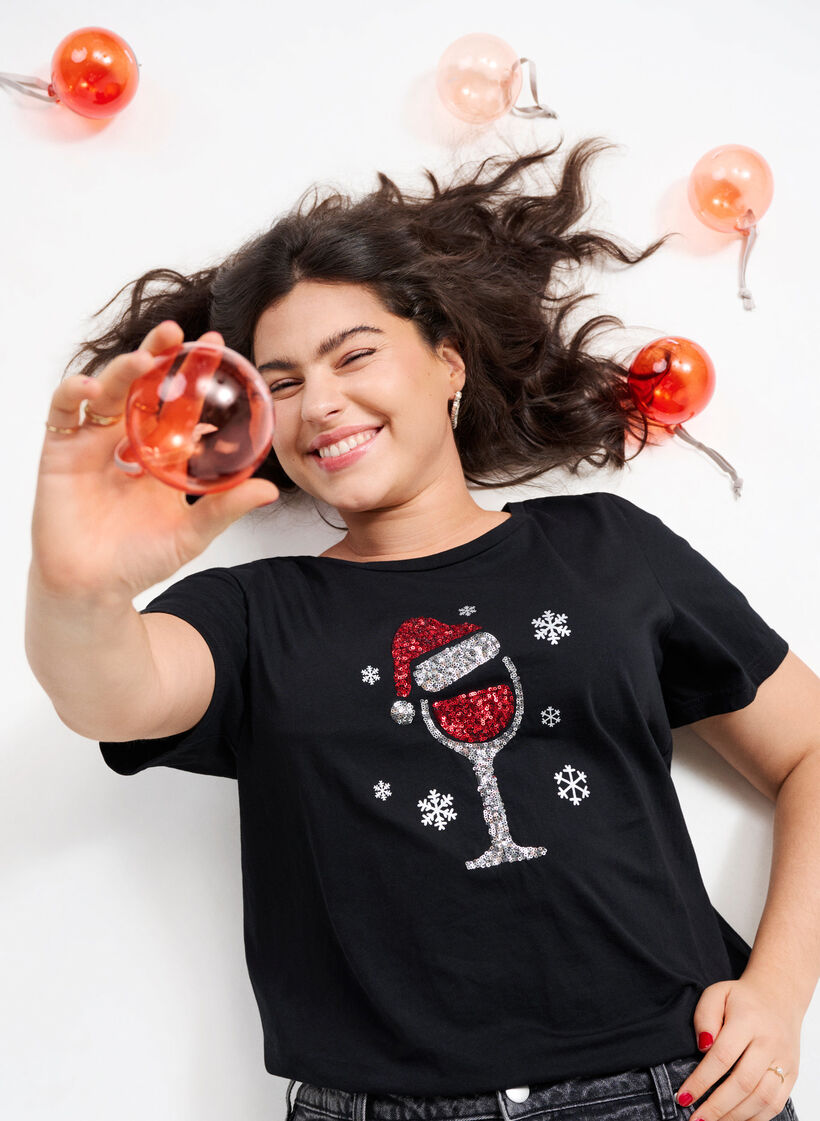T-shirts de Noël en 100 % coton, Black w. Wine, Image image number 0