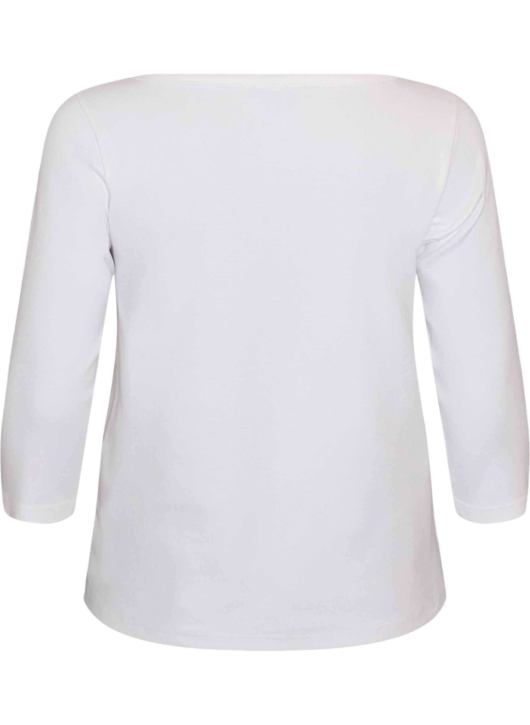 ZizziT-shirt basic &agrave; encolure bateau et manches 3/4, Blanc, Packshot image number 1