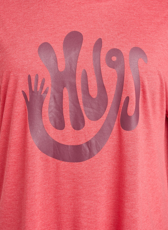 Chemise de nuit à manches courtes avec imprimé texte, Rouge, Packshot image number 2