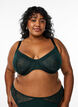 Soutien-gorge couvrant avec armatures et dentelle, Vert foncé, Model image number 0