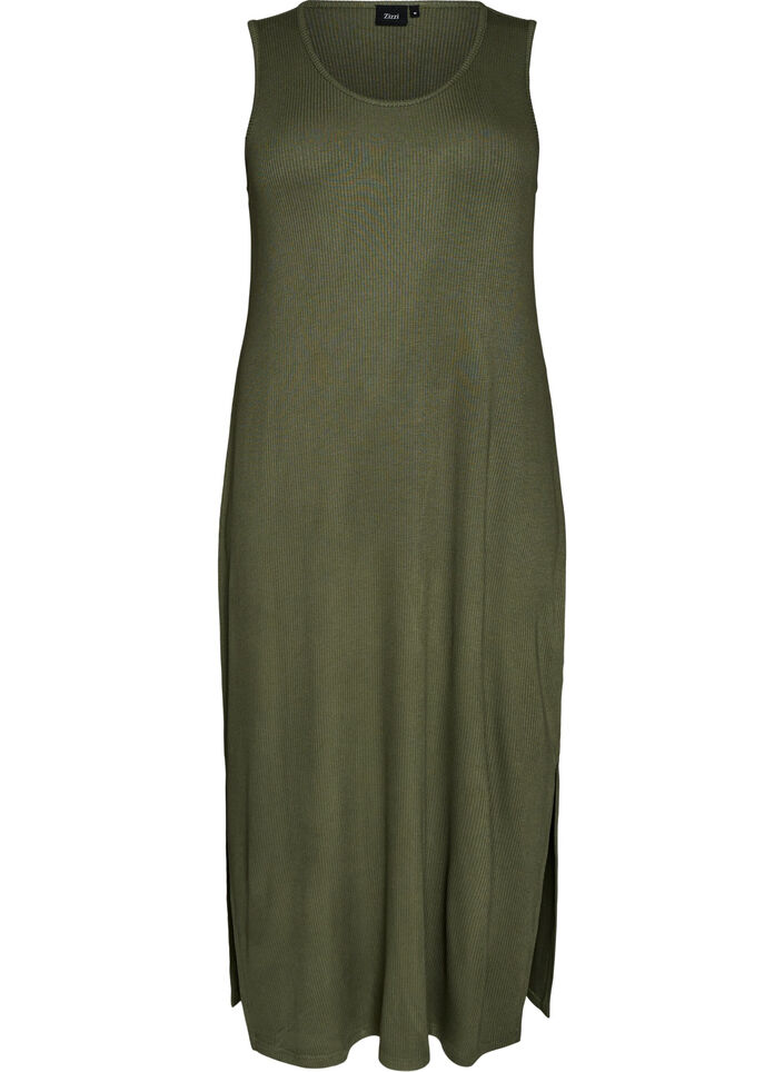 Robe c&ocirc;tel&eacute;e sans manches en viscose, Vert, Packshot image number 0