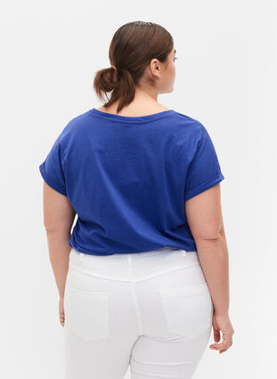 T-shirt à manches courtes en mélange de coton, Royal Blue, Model image number 1