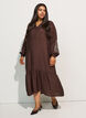 Robe en viscose avec broderies et volants &eacute;tag&eacute;s, Marron, Model image number 0