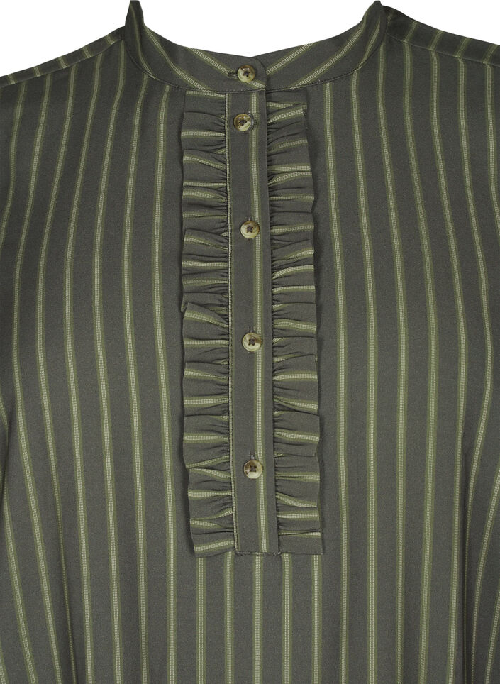 Robe courte à rayures et jabot, Thyme Stripe AOP, Packshot image number 2