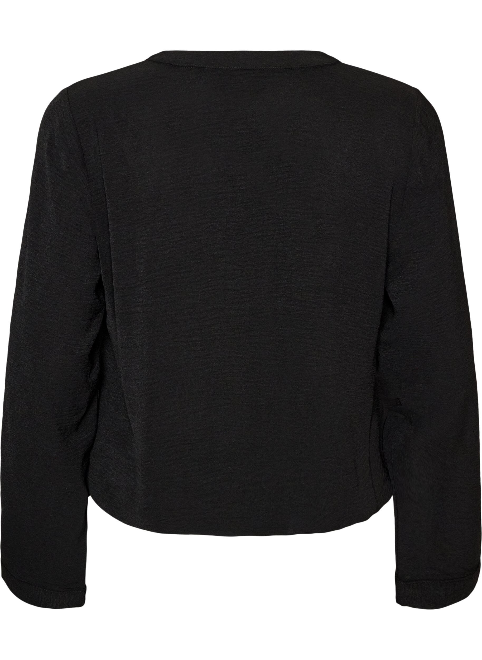 ZizziBlouse &agrave; la silhouette ballon avec col en V, Noir, Packshot image number 1