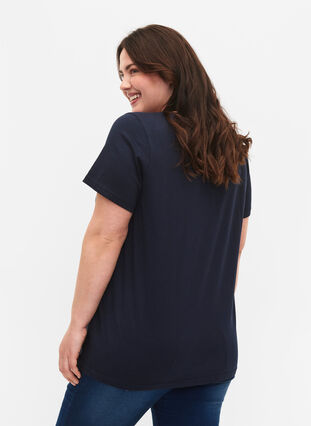 T-shirt en coton avec imprimé, Navy Blazer SUN, Model image number 1