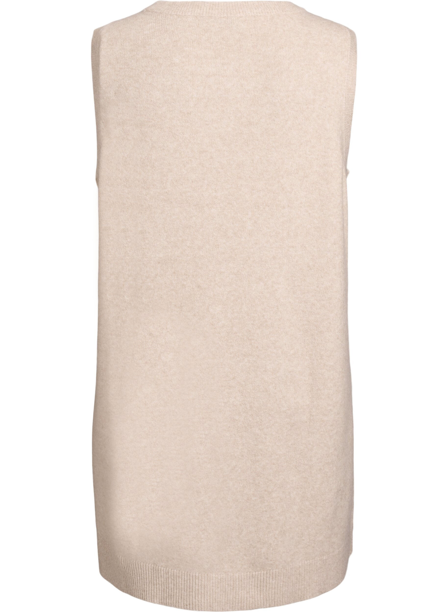 Zizzi Robe courte en maille sans manches, Beige, Packshot image number 1