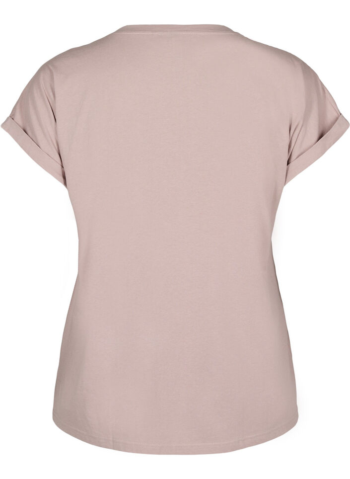 T-shirt &agrave; manches courtes en m&eacute;lange de coton, Rose poudr&eacute;e, Packshot image number 1