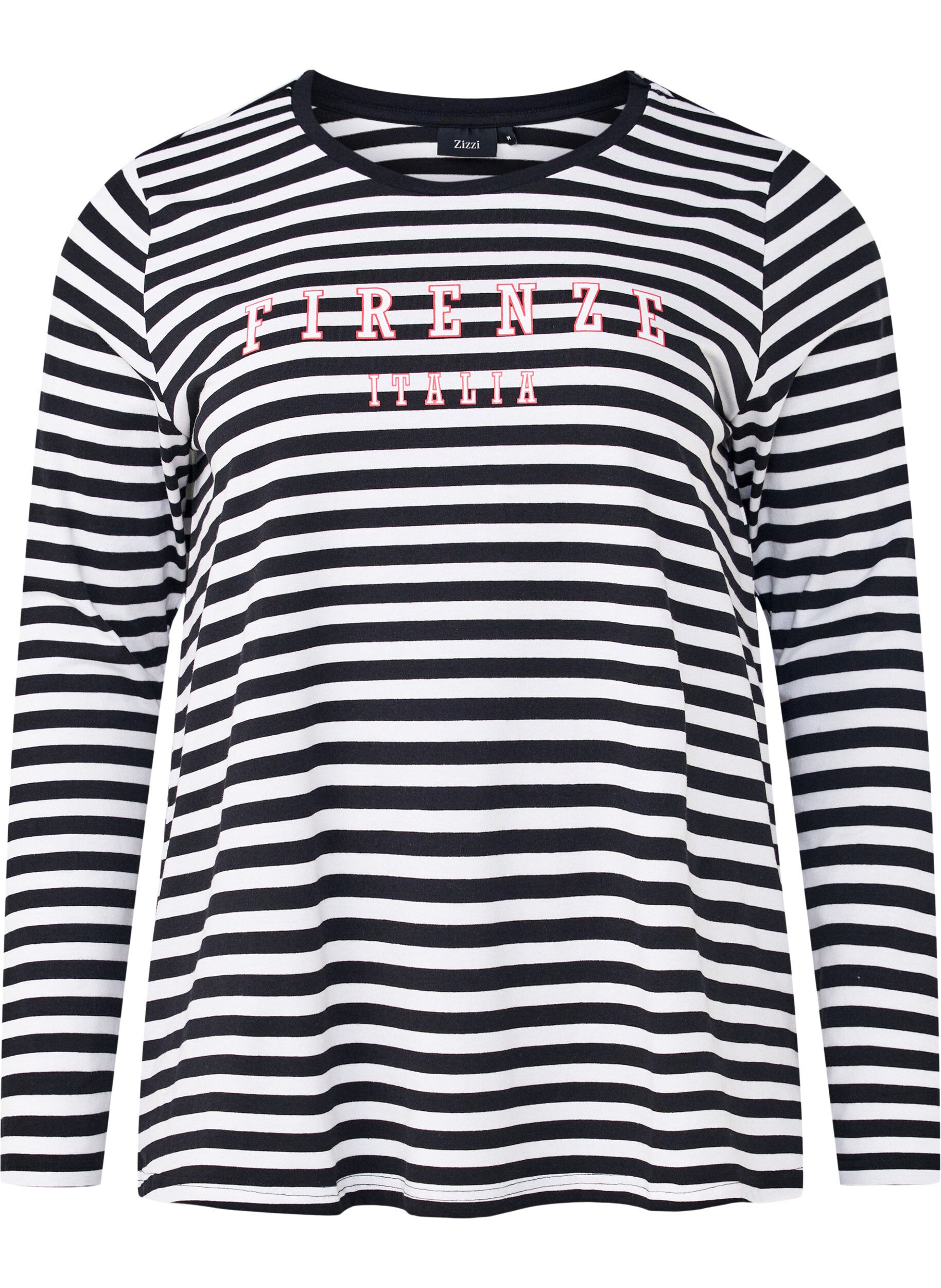 Zizzi Chemisier &agrave; rayures et motif, White w.Black Stripe, Packshot image number 0