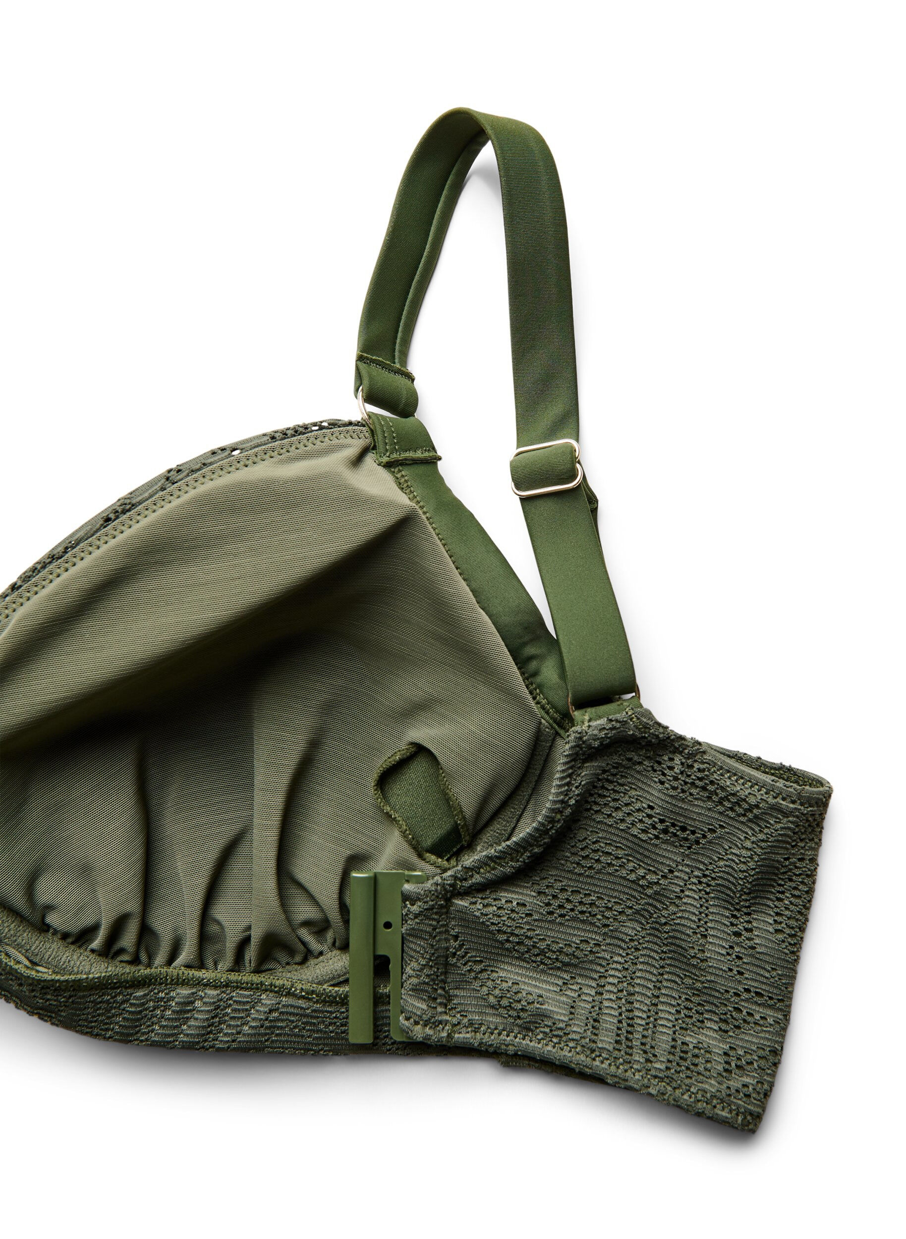 Zizzi Culotte de bikini br&eacute;silienne en maille structur&eacute;e, Vert, Packshot image number 3