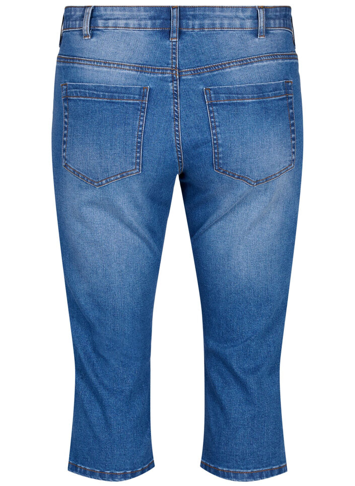 Pantacourt Emily coupe slim en denim, Blue Denim, Packshot image number 1