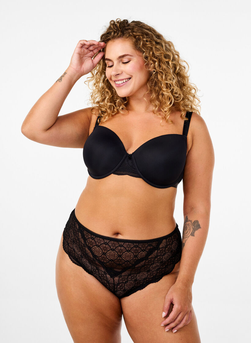 Culotte brésilienne en dentelle, Black, Model image number 0