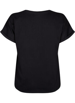 T-shirt en coton biologique avec broderie anglaise, Black, Packshot image number 1