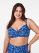 Haut de bikini avec armatures et imprimé, Bleu, Model image number 0