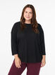 Blouse en jersey avec manches 3/4, Noir, Model image number 0