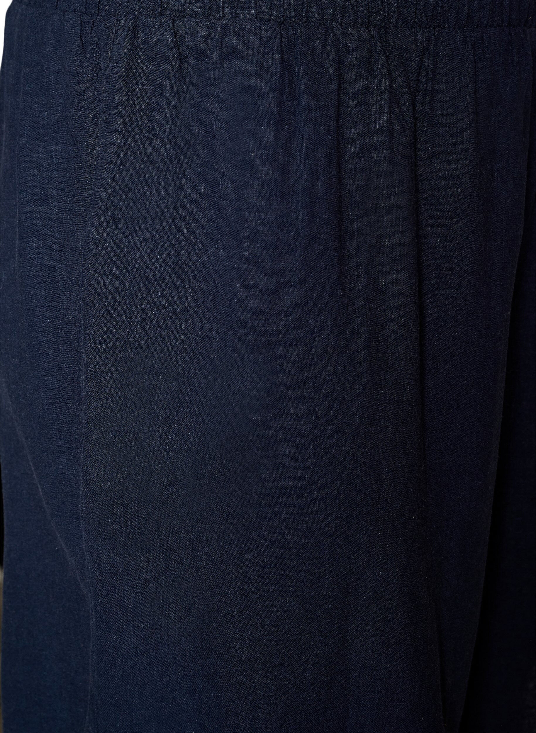 Zizzi Short taille haute en lin et viscose, Bleu, Packshot image number 2