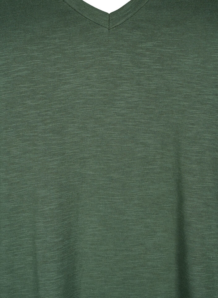 T-shirt basique &agrave; manches courtes et col en V, Vert, Packshot image number 2