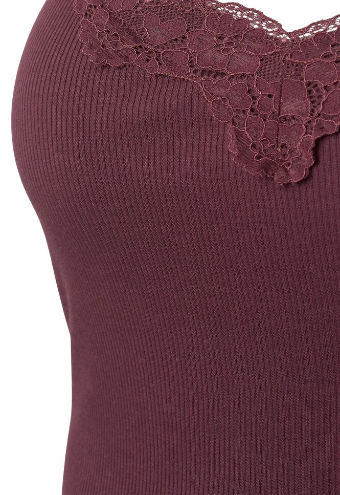 2-pack de hauts de nuit à côtes, Black/Fudge, Packshot image number 2