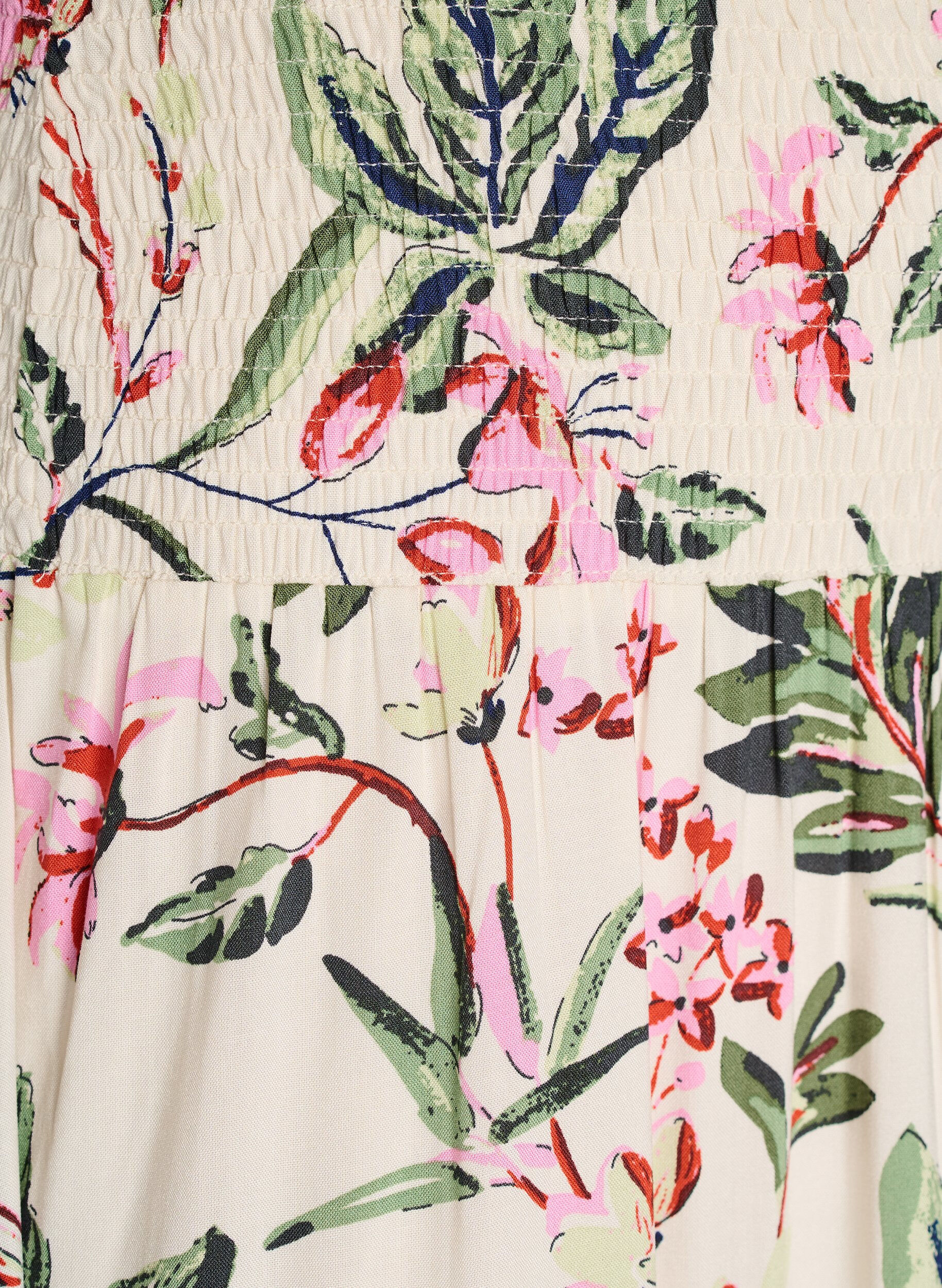 Zizzi Jupe longue en viscose avec smocks, Vanille, Packshot image number 2