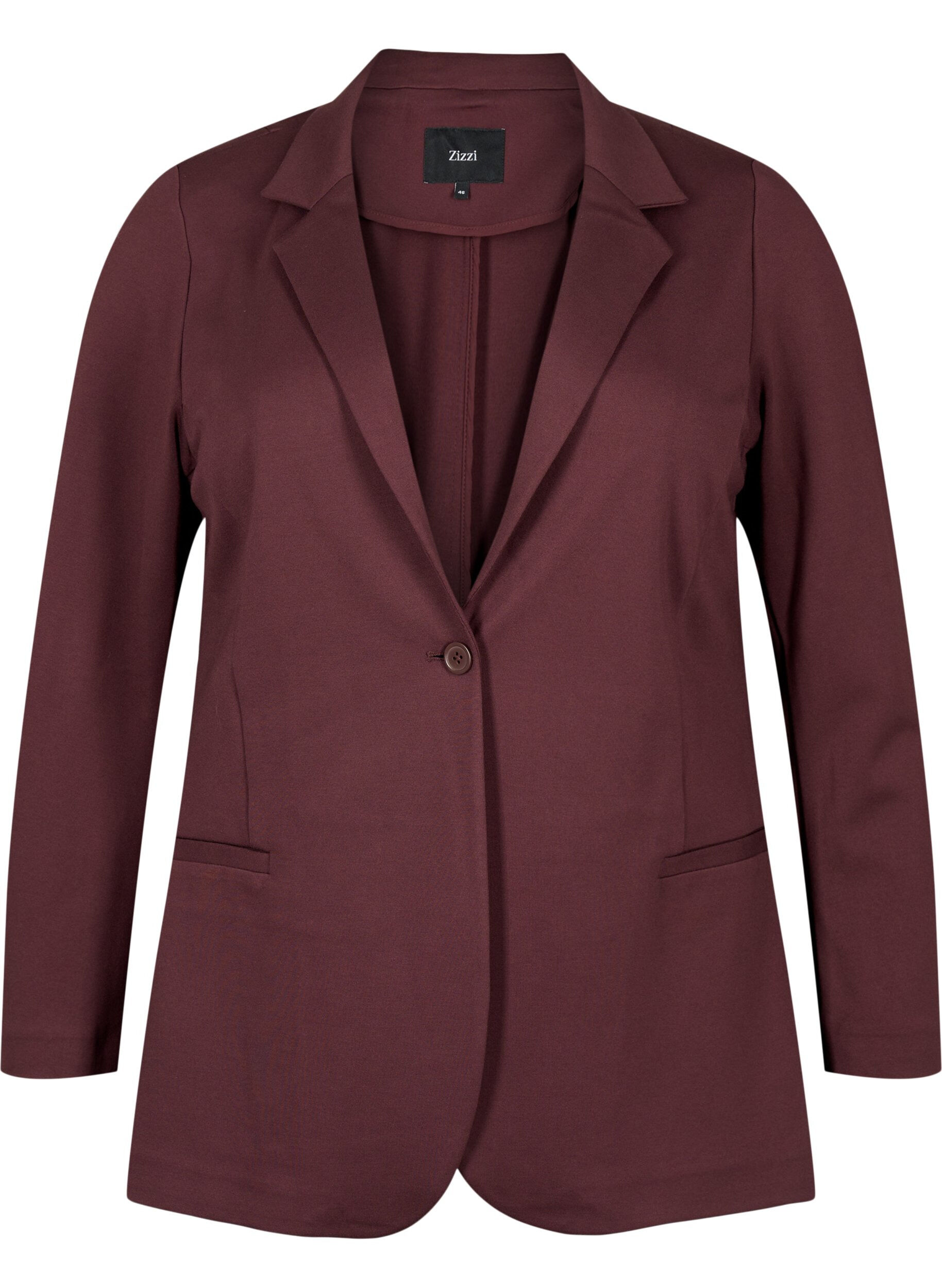 Zizzi Blazer simple avec fermeture &agrave; boutons, Bordeaux fonc&eacute;, Packshot image number 0