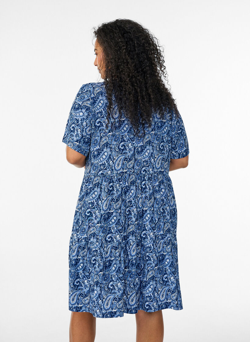 Robe &agrave; motifs avec empi&egrave;cements, Bleu, Model image number 2