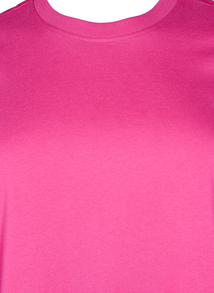 T-shirt basique en coton à col rond, Rose, Packshot image number 2