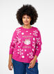 Pull de Noël à col rond, Pink Glow Comb, Model image number 0
