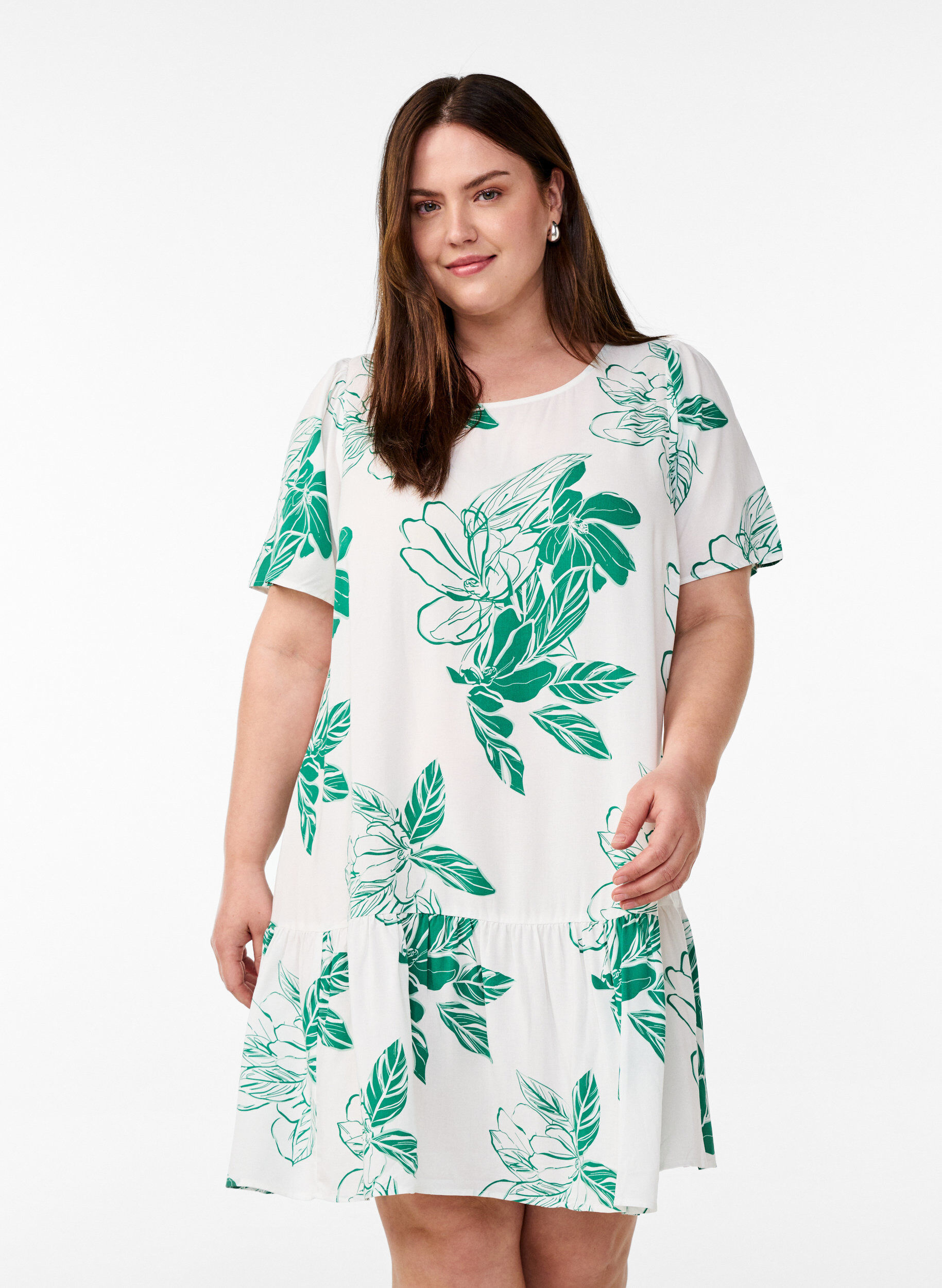 Robe en viscose avec d&eacute;coupe, Vert, Model